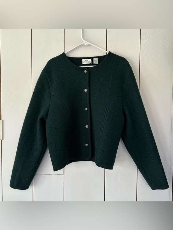 Carroll Reed Sweaters - VTG Carroll Reed Boiled Wool Cardigan Sweater Jacket Sz 14 Forest Green